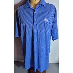 Fennec Golf Mens Short Sleeve Polo Shirt L Blue White Striped Shuttle Meadow